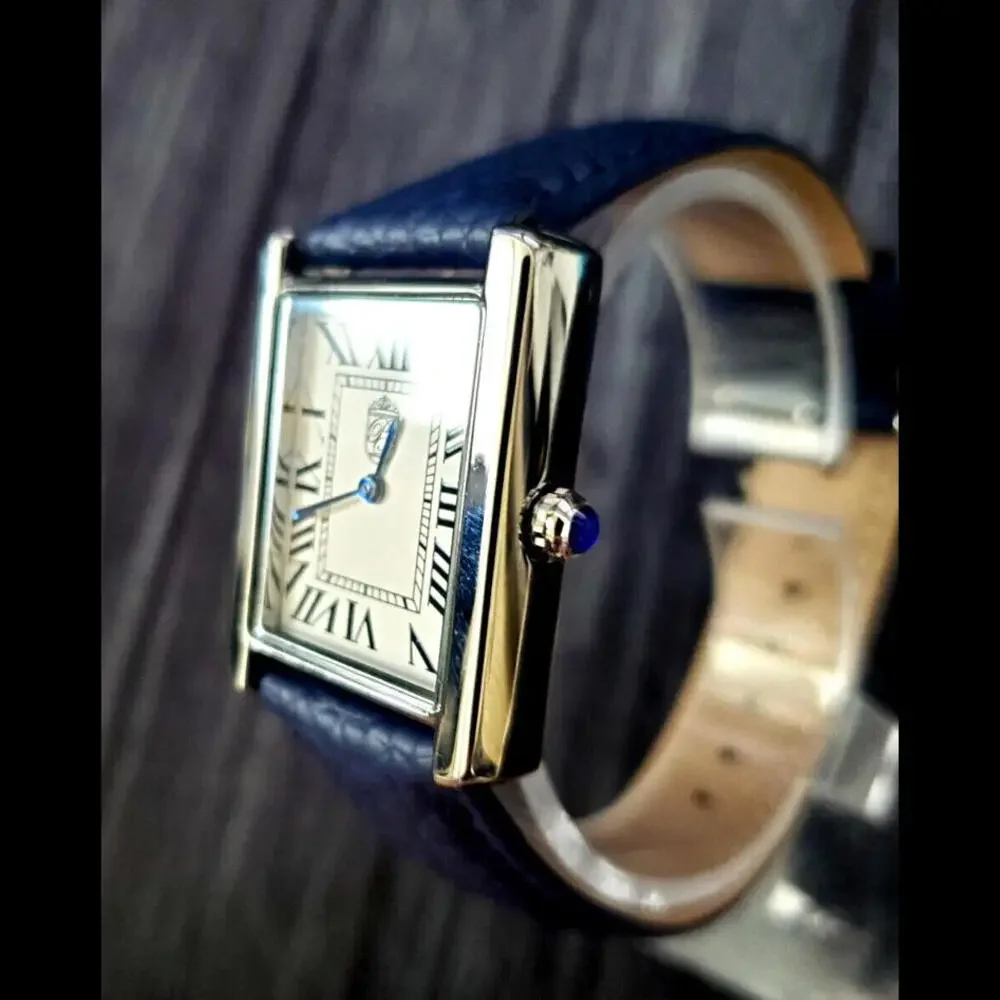 Pierre Lucerne 1888 Tank Swiss Inspired Mens Watch‎ Blue